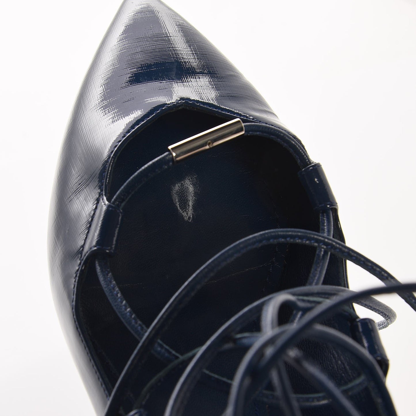 Patent Calfskin Cover Girl Flats 38 Navy