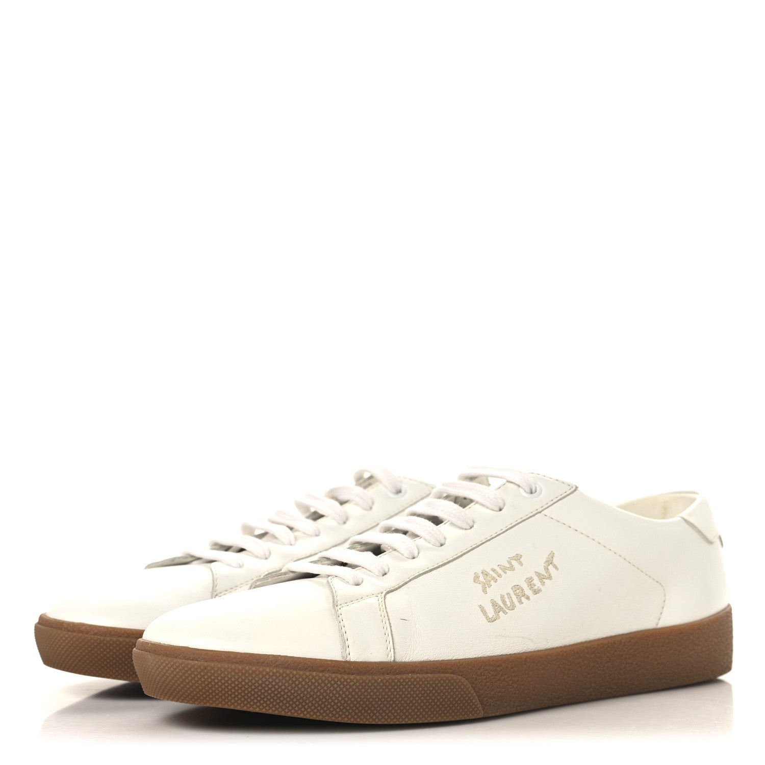 Saint Laurent Calfskin Embroidered Mens Court Classic Sneakers 42.5 White 4 of 9