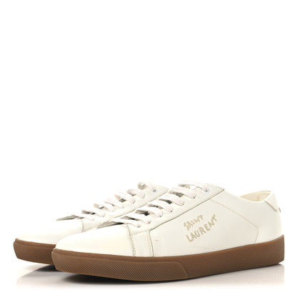 Saint Laurent Calfskin Embroidered Mens Court Classic Sneakers 42.5 White 4 of 9