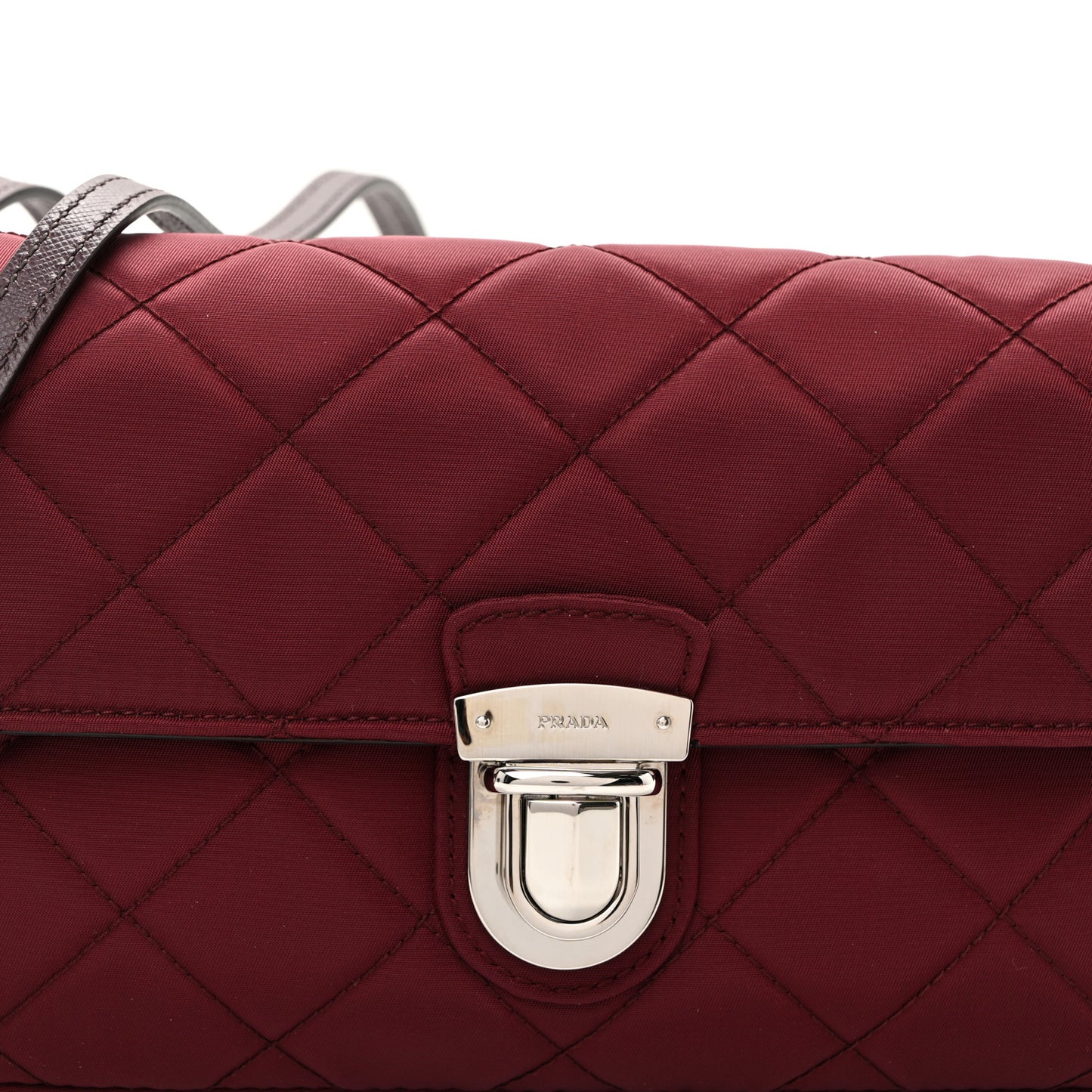 Nylon Tessuto Impunturato Quilted Flap Crossbody Granato