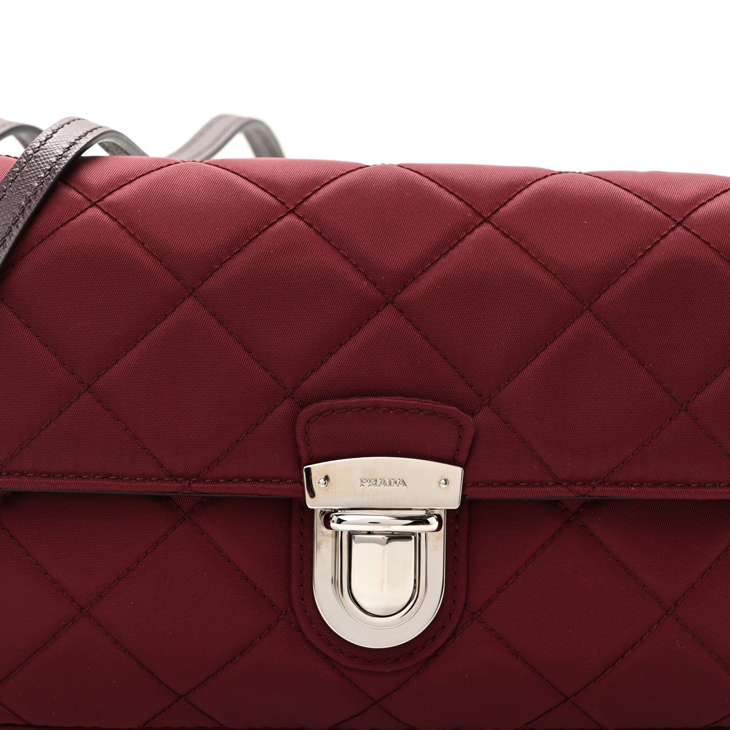 Prada Nylon Tessuto Impunturato Quilted Flap Crossbody Granato 8 of 10