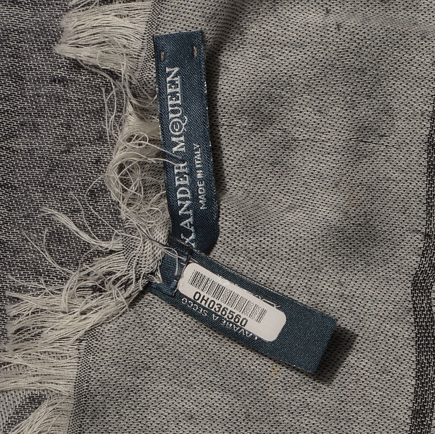 Alexander McQueen Cotton Viscose Skull Shawl Grey 7 of 7