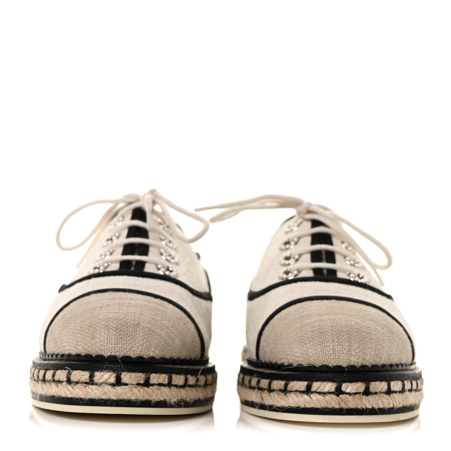 Cotton Lace Up Espadrilles 37 Light Beige