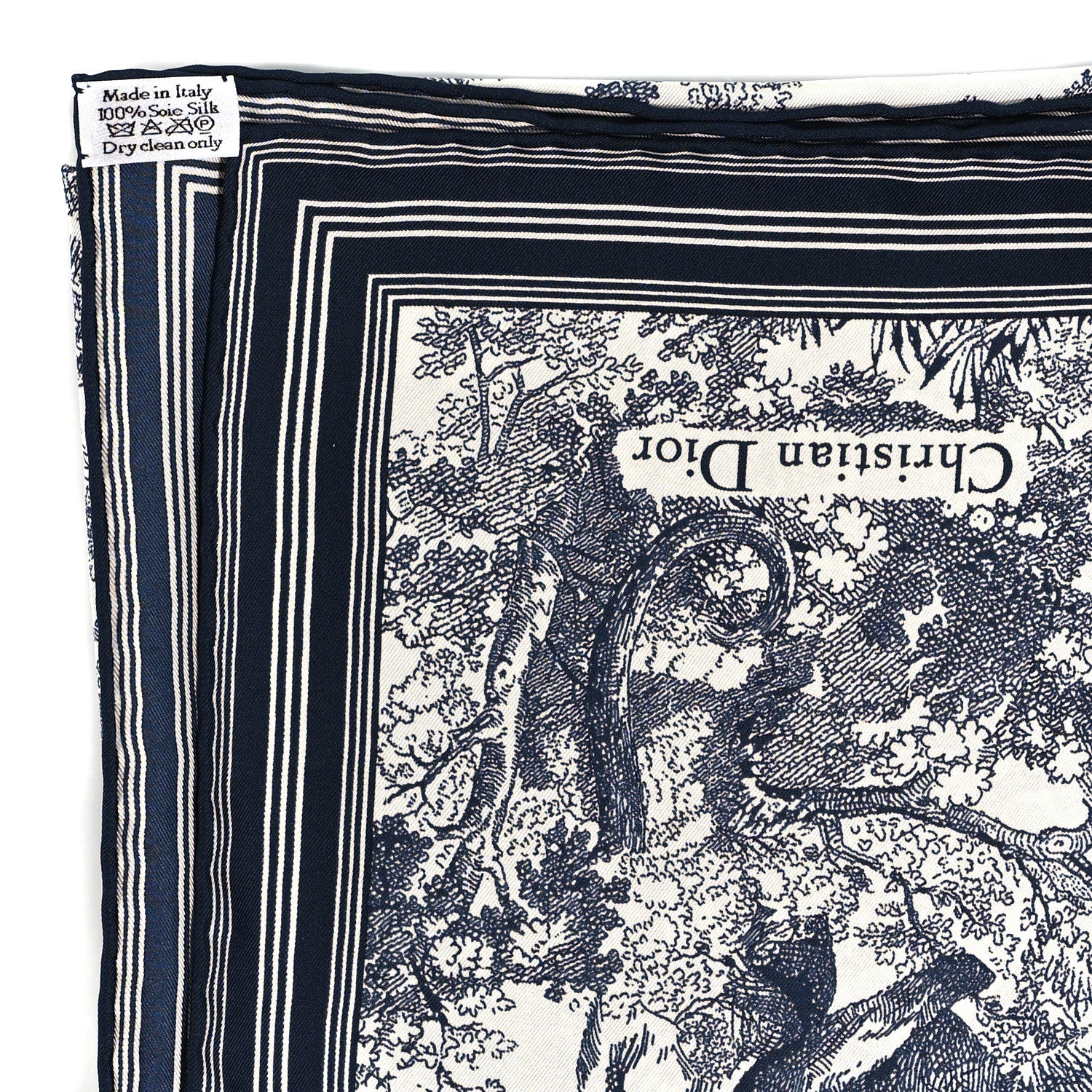 Christian Dior Silk Toile De Jouy Scarf Blue 3 of 4