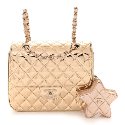 Chanel Mirror Calfskin Metallic Calfskin Quilted Hollywood Boulevard Backpack With Coin Purse Gold 3 of 11