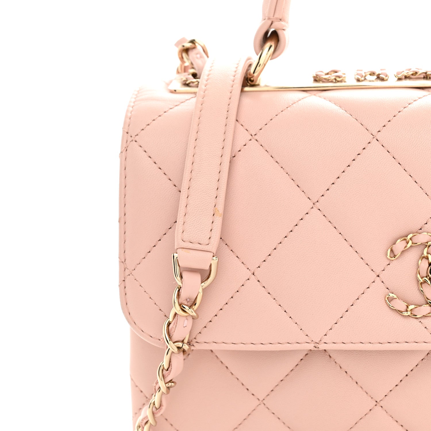 Chanel Lambskin Quilted Small Trendy CC Dual Handle Flap Bag Light Beige Light Pink 12 of 14