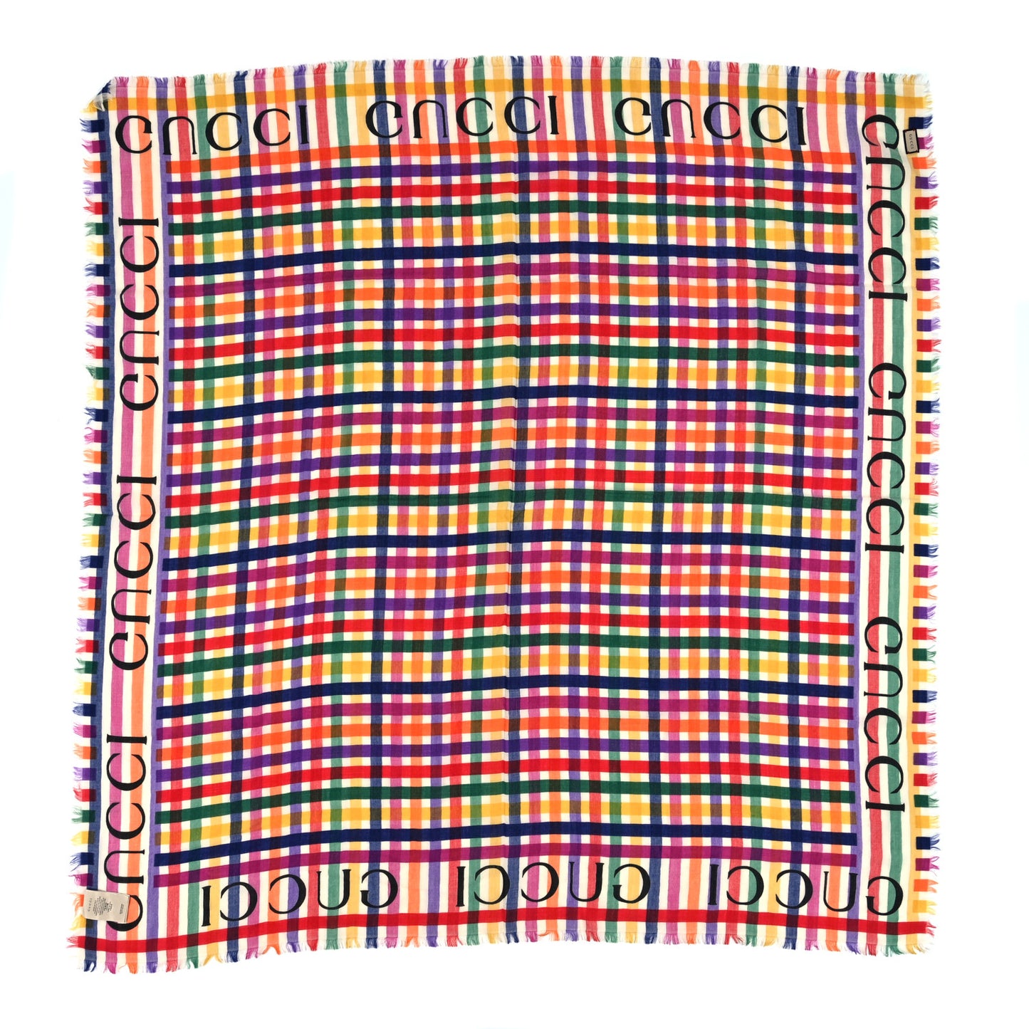 Wool Plaid Allcolors Shawl Ivory Multicolor