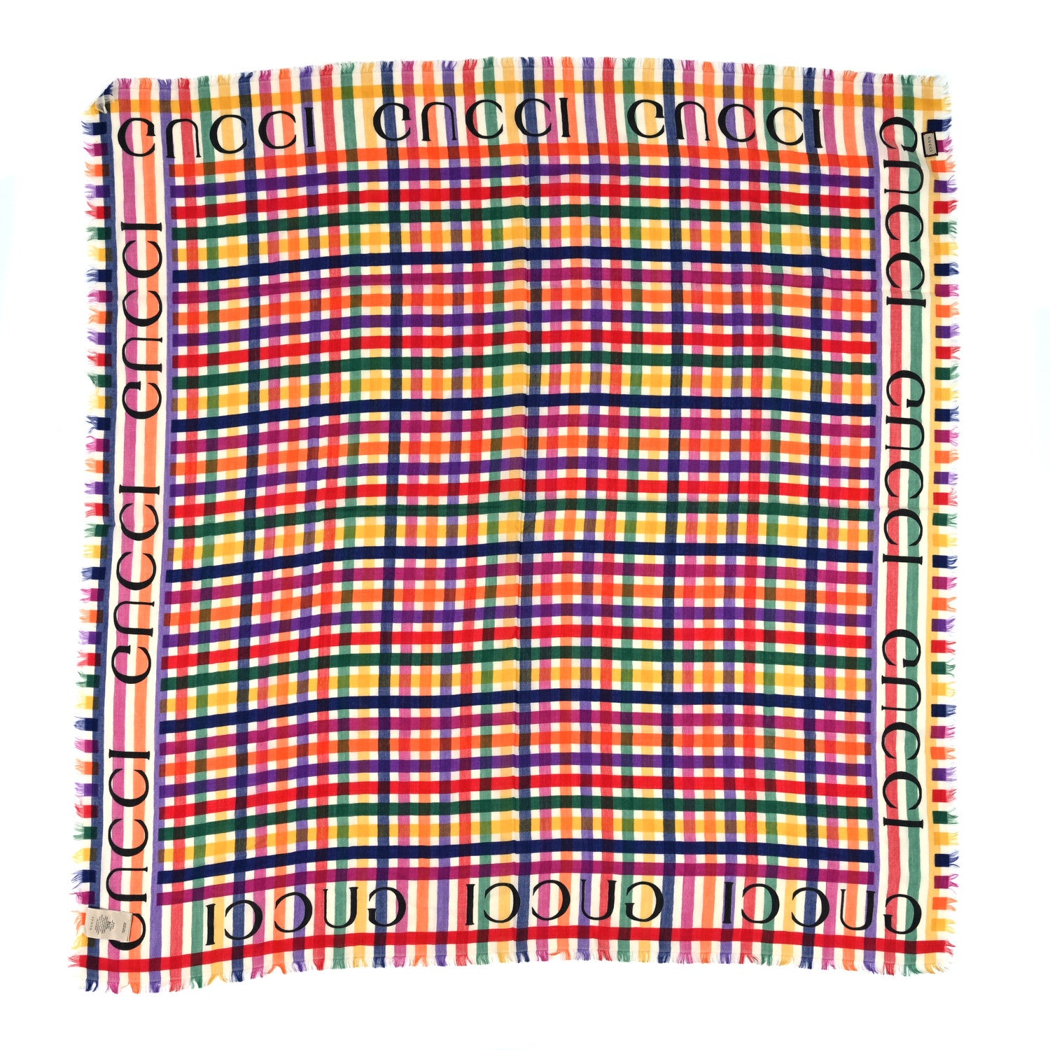 Gucci Wool Plaid Allcolors Shawl Ivory Multicolor 2 of 4