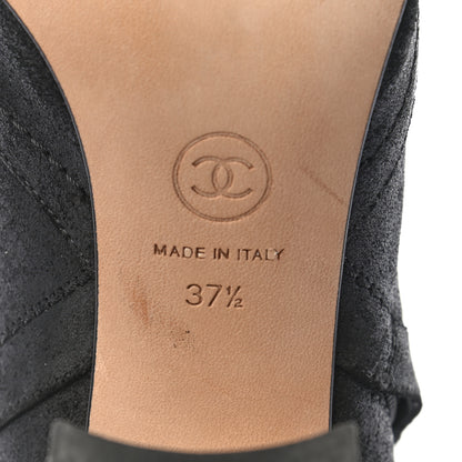 Chanel Suede CC Chain Ankle Boots 37.5 Black 7 of 9