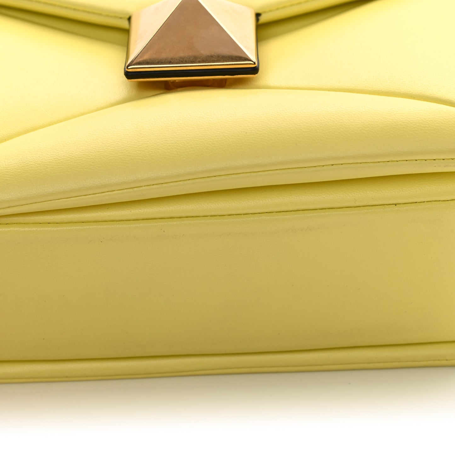 Nappa One Stud Chain Clutch Pale Yellow