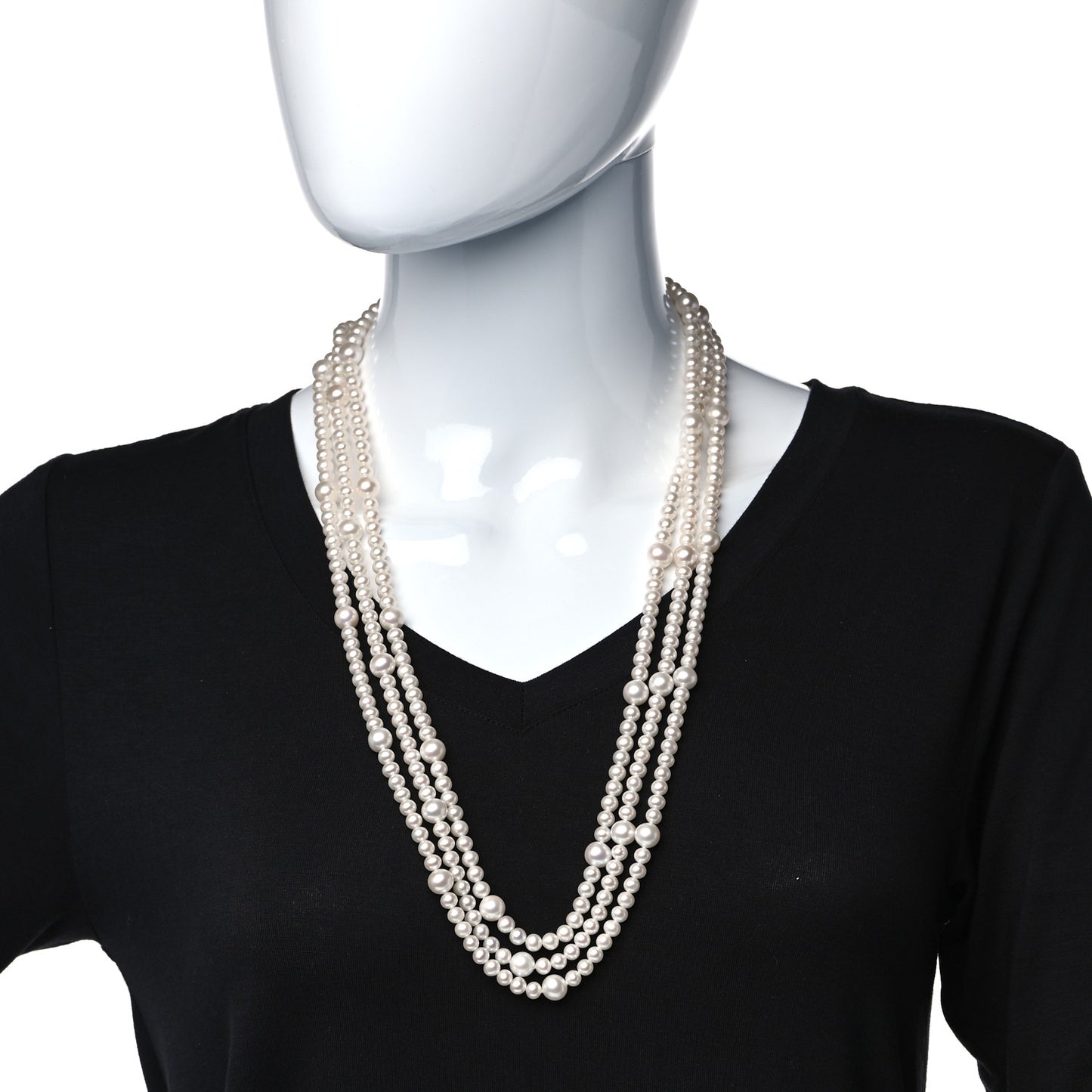 Sterling Silver Freshwater Pearl 5-8mm Ziegfeld Necklace 87"