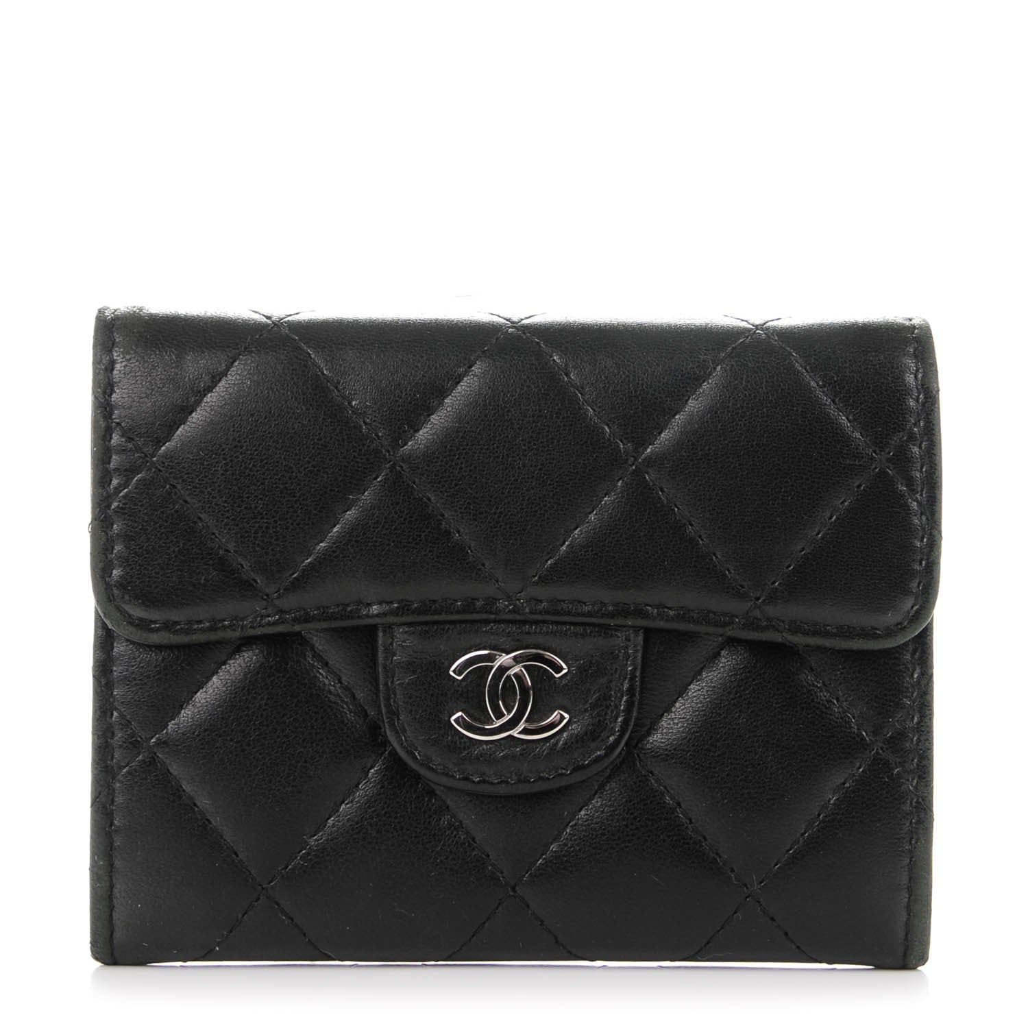Chanel Lambskin Quilted Flap Card Holder Wallet Black 1 of 7