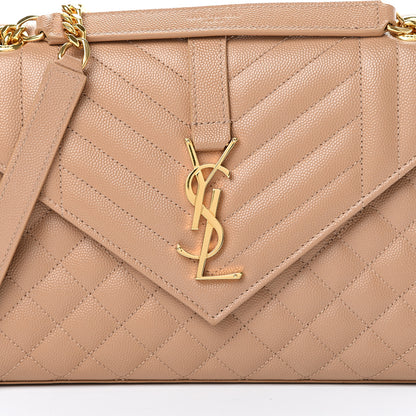 Saint Laurent Grain De Poudre Textured Mixed Matelasse Medium Triquilt Monogram Satchel Cork 7 of 10