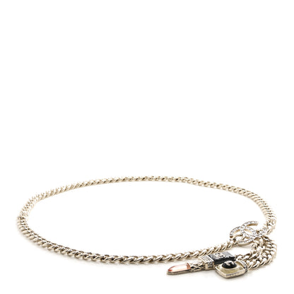 Chanel Metal Resin Crystal CC Lipstick Chain Belt 85 Gold Pink Black 1 of 4