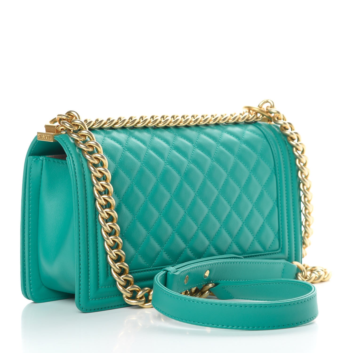 Chanel Calfskin Quilted Medium Boy Flap Turquoise 3 of 12