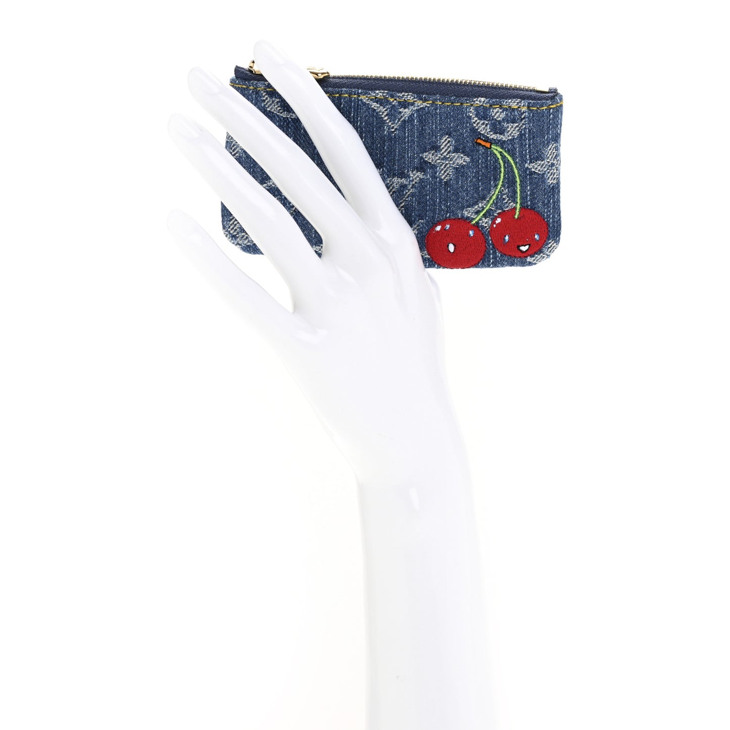 LV X TM Monogram Denim Cerises Key Pouch Blue