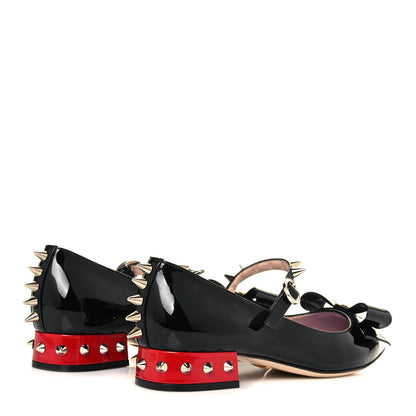 Gucci Patent Crystal GG Bow Sadie Spike Low Heel Ballerina Loafers 36 Black 4 of 9