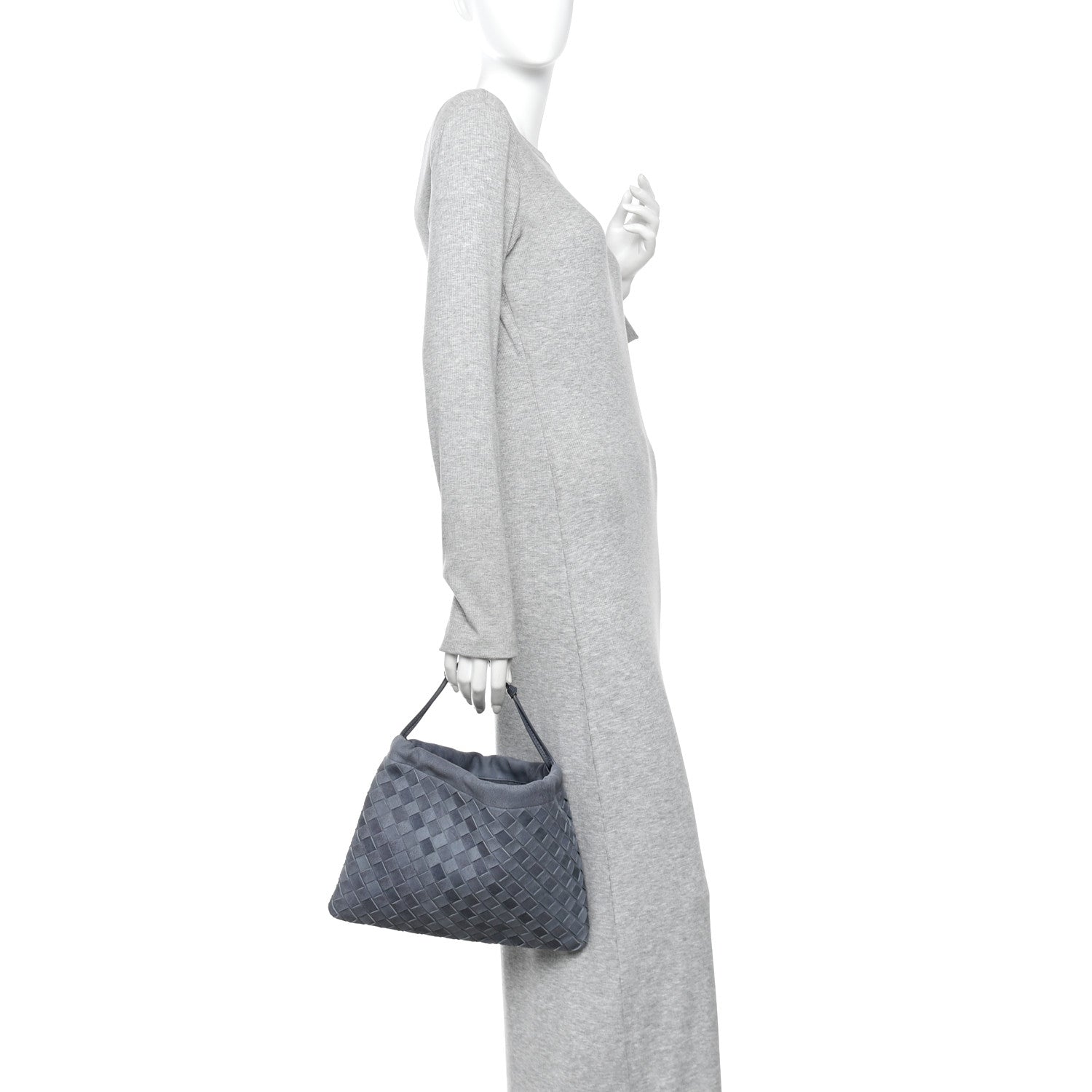 Bottega Veneta Suede Intrecciato Medium Dustbag Cloudy Indigo 2 of 10