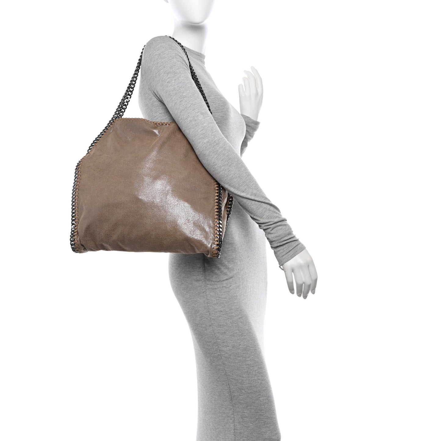 Shaggy Deer Falabella Fold Over Tote Taupe