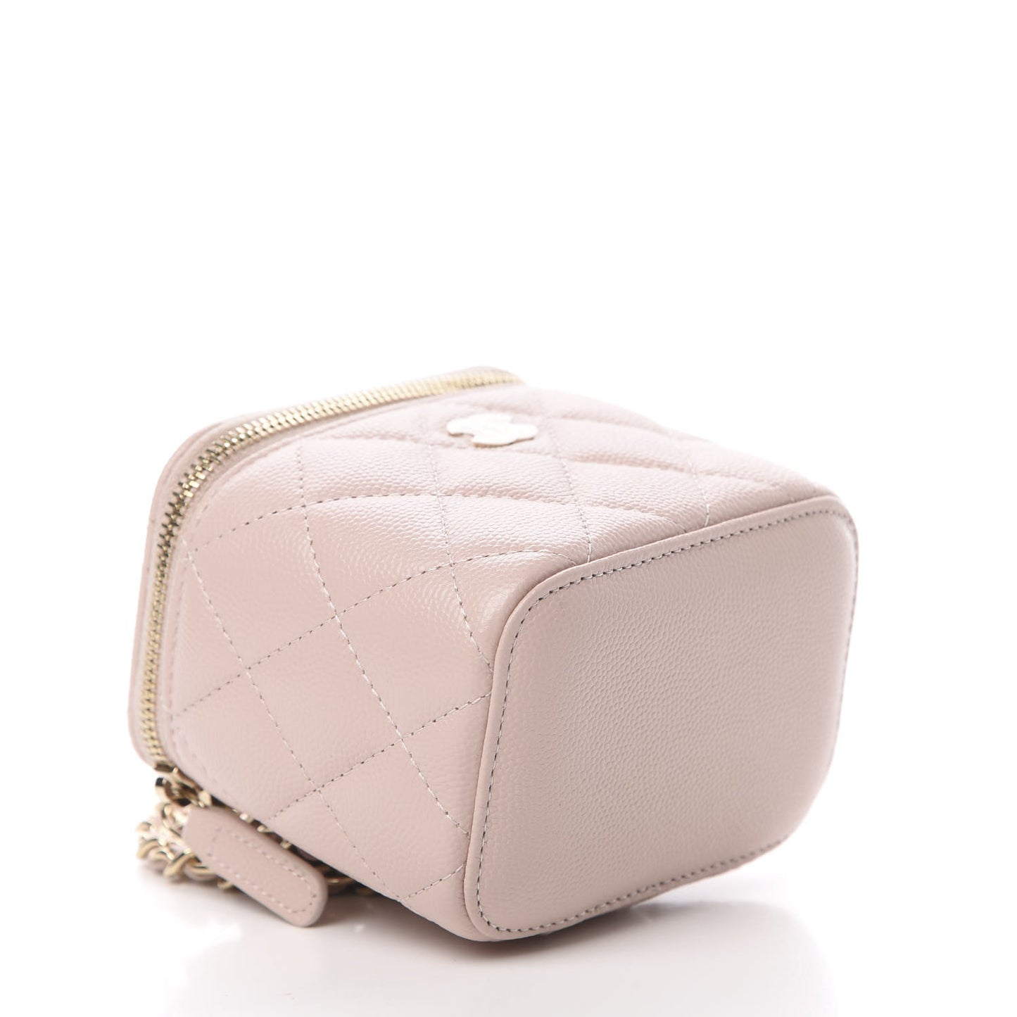 Caviar Quilted Mini Vanity Case With Chain Light Pink