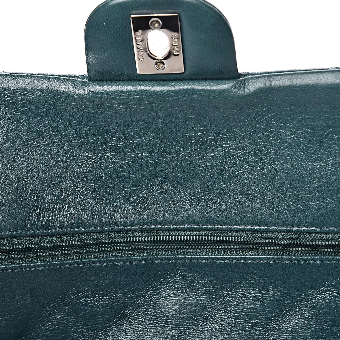 Lambskin Quilted Medium Double Flap Dark Green