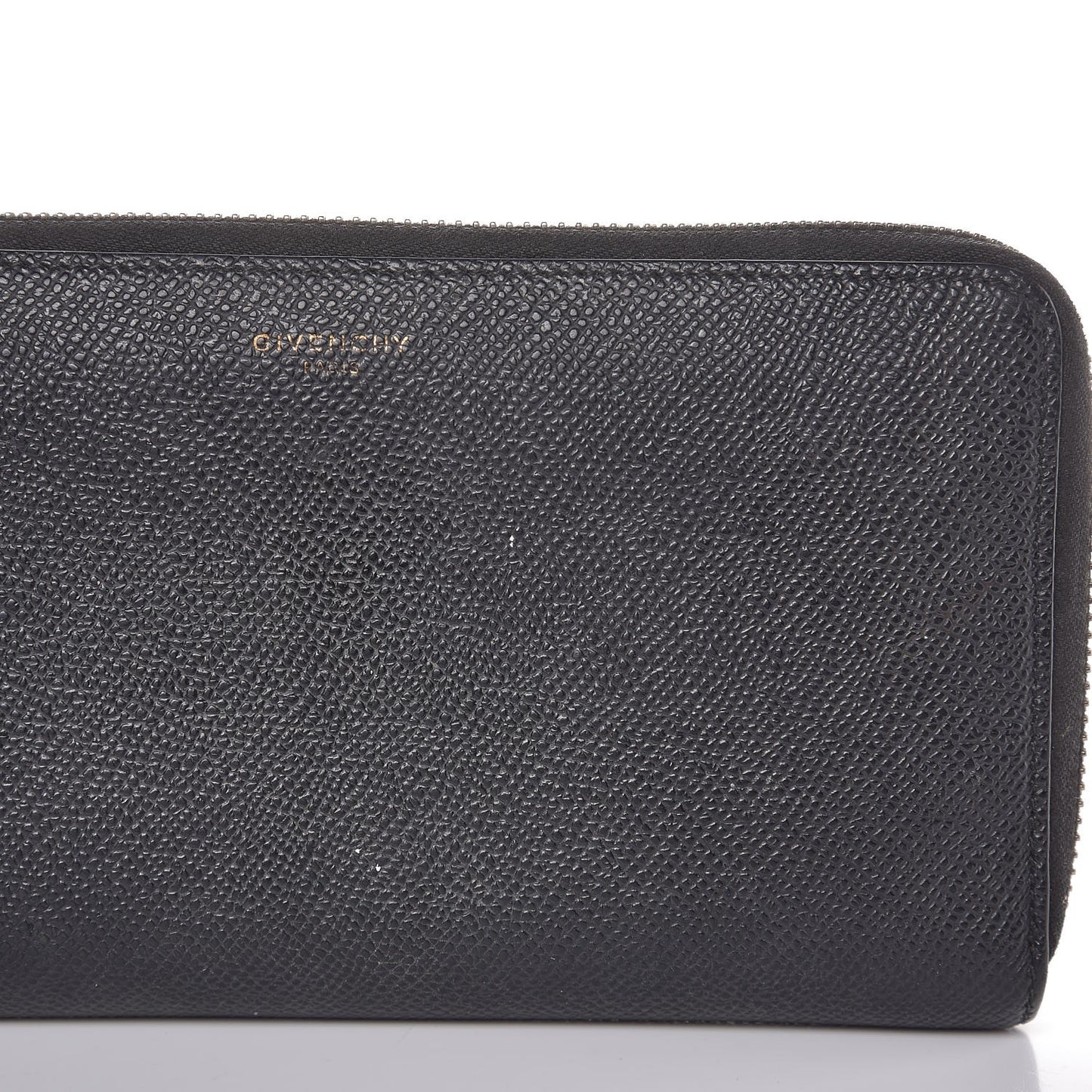 Grained Calfskin Zip Around Wallet Black