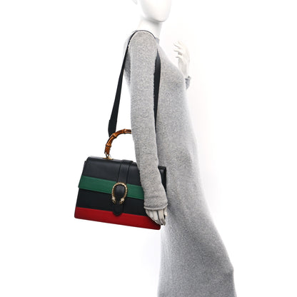 Gucci Calfskin Bamboo Web Large Dionysus Top Handle Bag Black Bright Evergreen Hibiscus Red 2 of 10