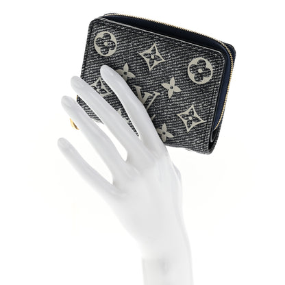 Louis Vuitton Denim Effect Lambskin Embossed Monogram Lou Coussin Wallet Navy 2 of 9