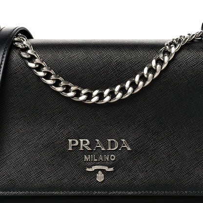 Prada Saffiano Tessuto Nylon Chain Shoulder Bag Black 9 of 11