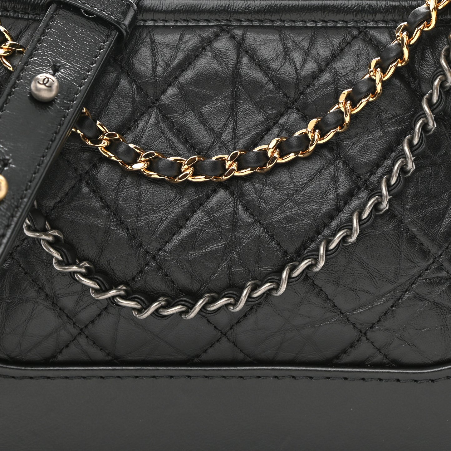 Aged Calfskin Quilted Small Gabrielle Hobo Black