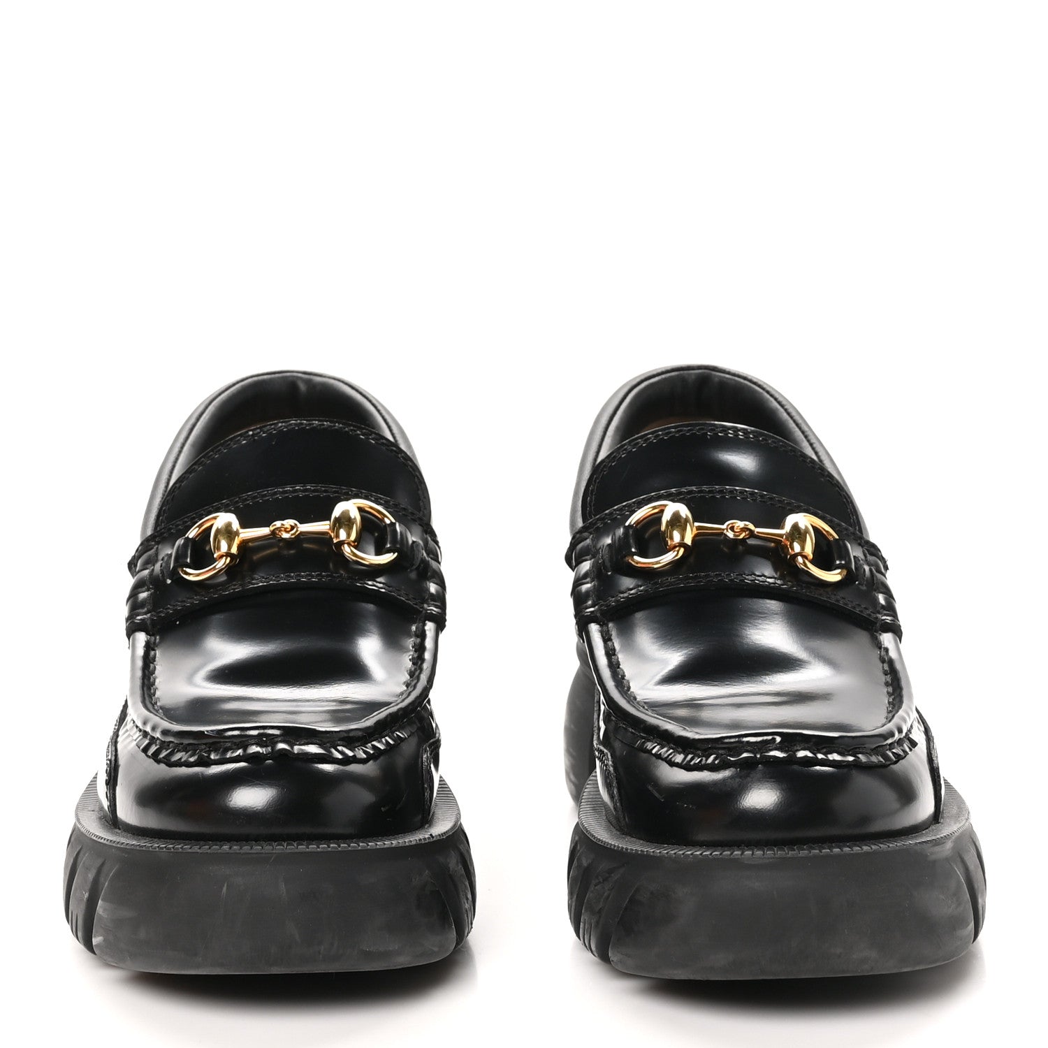 Gucci Magnum Calfskin Nappa Samoa Womens Horsebit Platform Chunky Lug Sole 40mm Loafers 36 Black 2 of 8