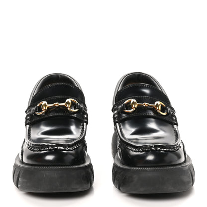 Gucci Magnum Calfskin Nappa Samoa Womens Horsebit Platform Chunky Lug Sole 40mm Loafers 36 Black 2 of 8