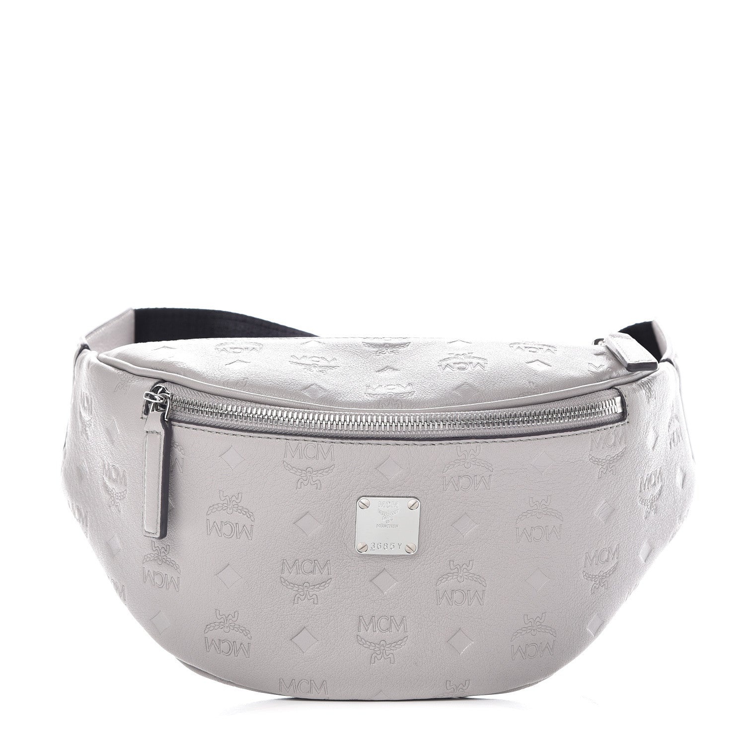 MCM Calfskin Ottomar Monogram Belt Bag Dove 1 of 9
