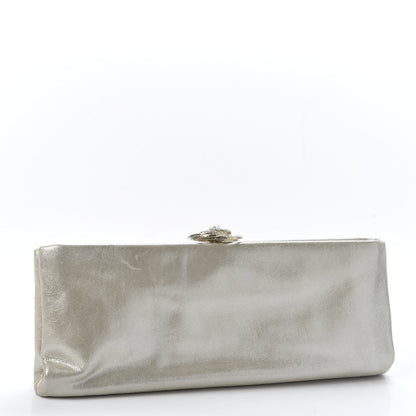 Chanel Iridescent Calfskin Crystal Camellia Evening Clutch Champagne 2 of 10