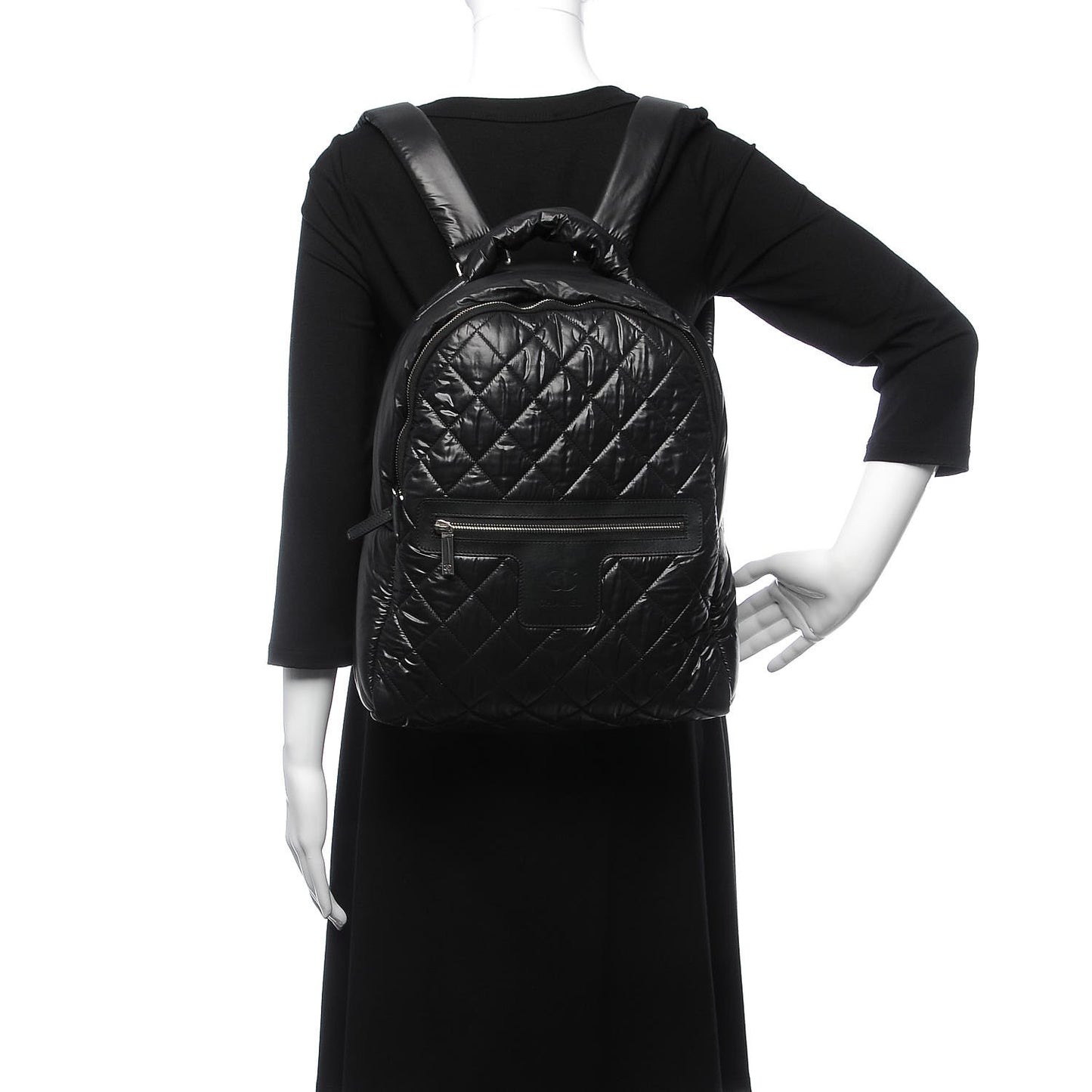 Nylon Quilted Coco Cocoon Backpack Black