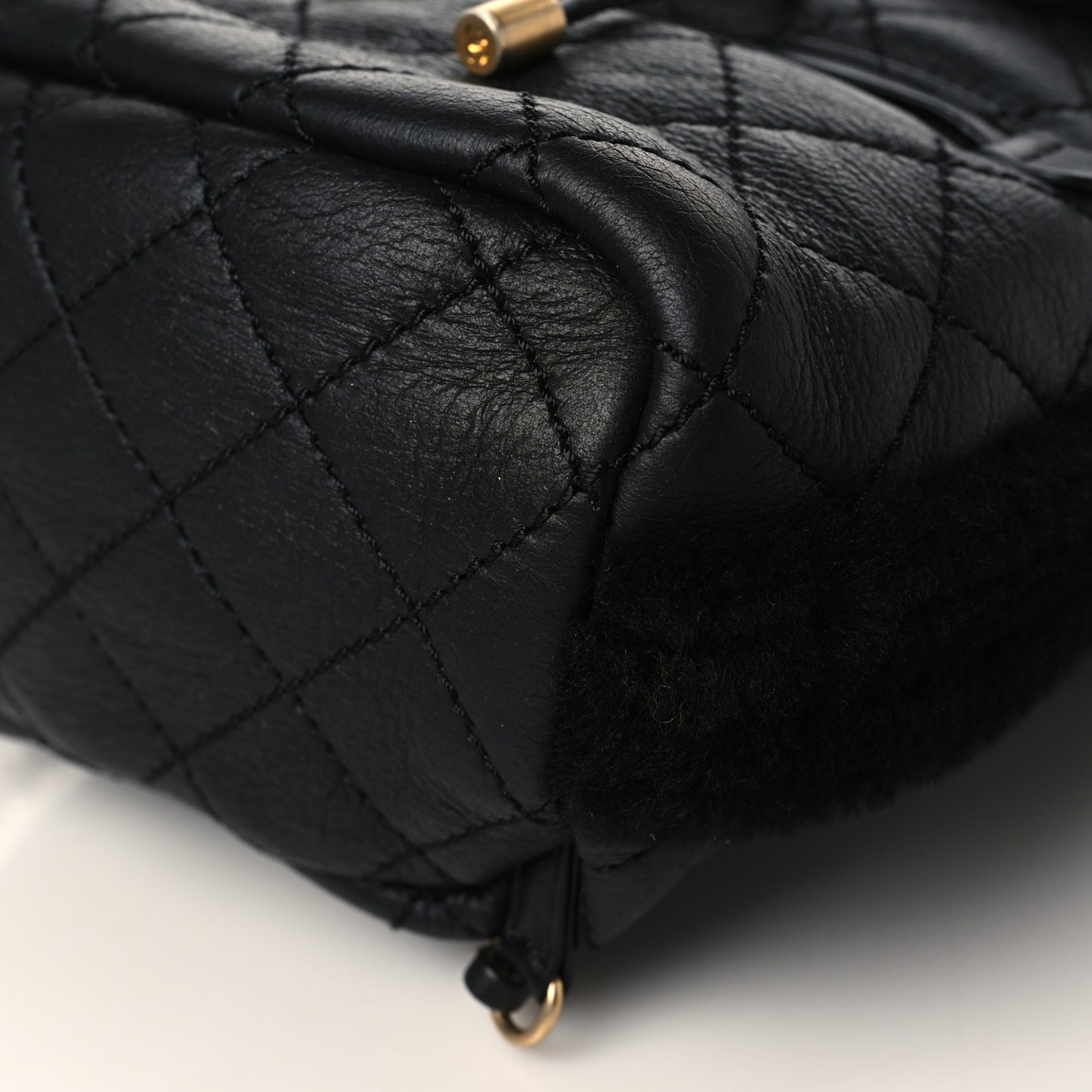 Lambskin Shearling Quilted CC Backpack Black
