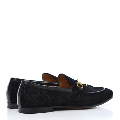 Gucci Velvet GG Monogram Horsebit Mens Jordaan Loafers 8.5 Blue 4 of 14