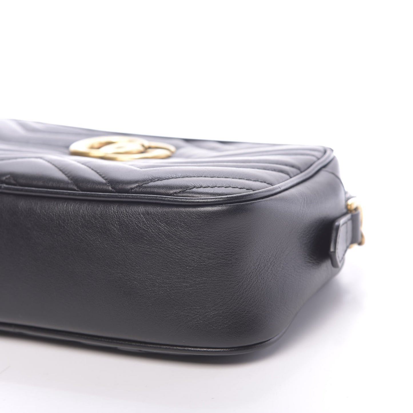 Calfskin Matelasse Small GG Marmont Chain Shoulder Bag Black