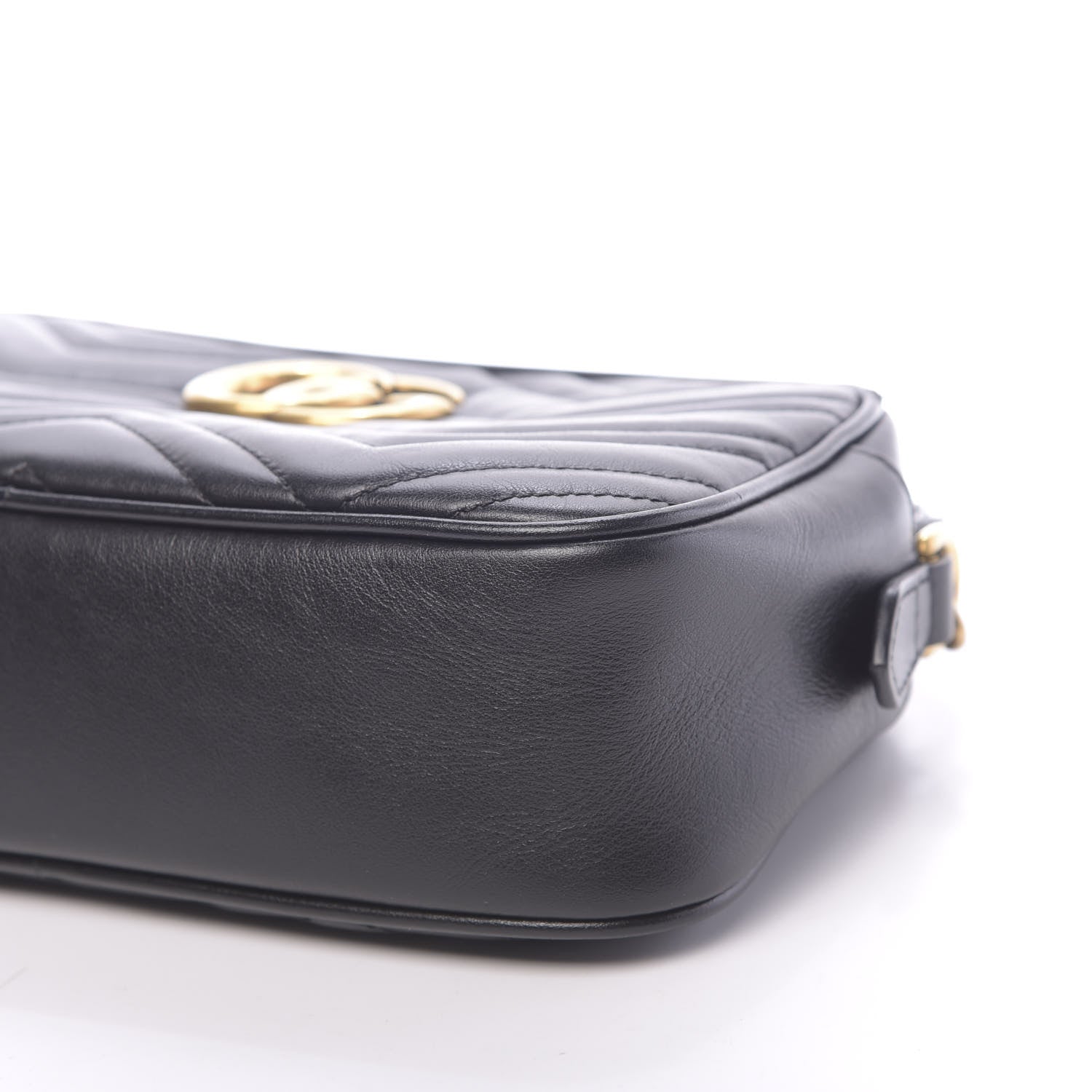 Gucci Calfskin Matelasse Small GG Marmont Chain Shoulder Bag Black 9 of 11