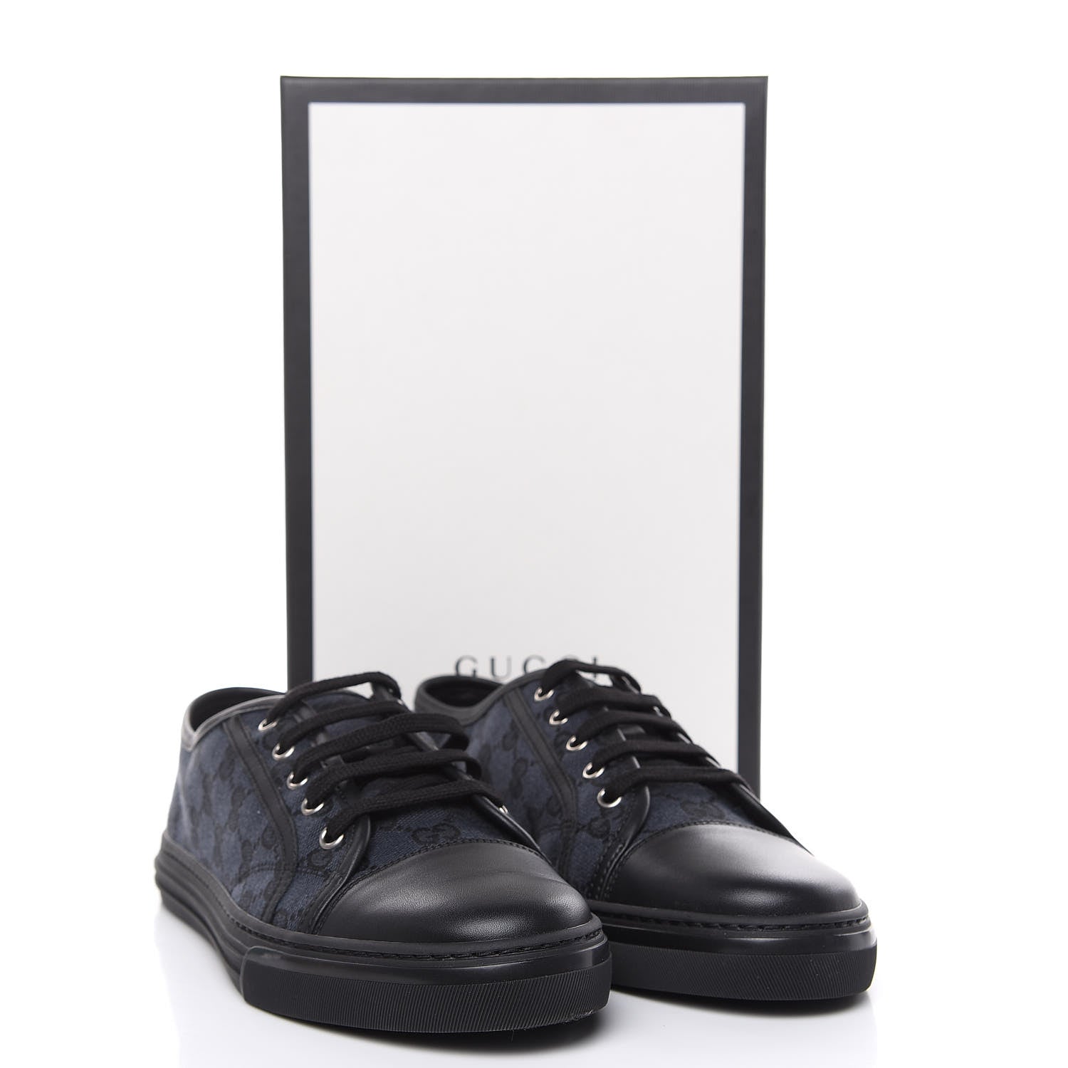 Gucci GG Monogram Calfskin Womens Low Top Sneakers 40.5 Piombo Black 9 of 9