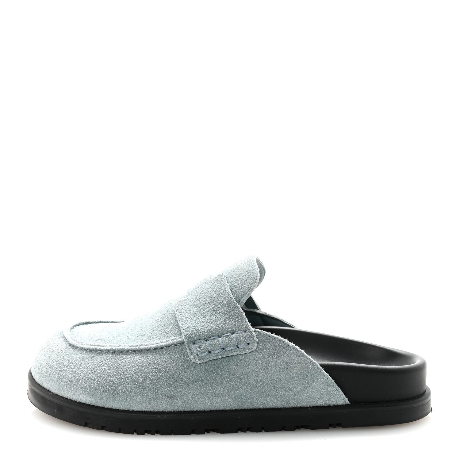Hermes Suede Calfskin Womens Go Mules 36 Bleu Pinede 1 of 10