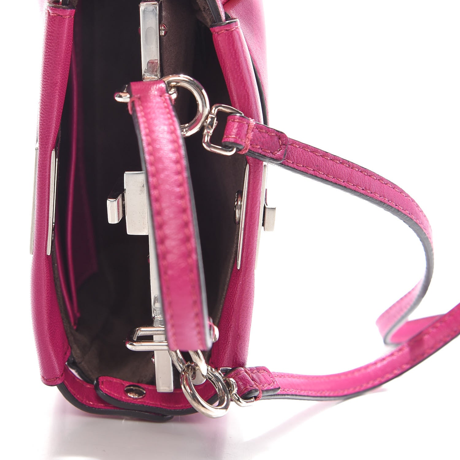 Fendi Nappa Micro Peekaboo Iconic Satchel Magenta 5 of 10