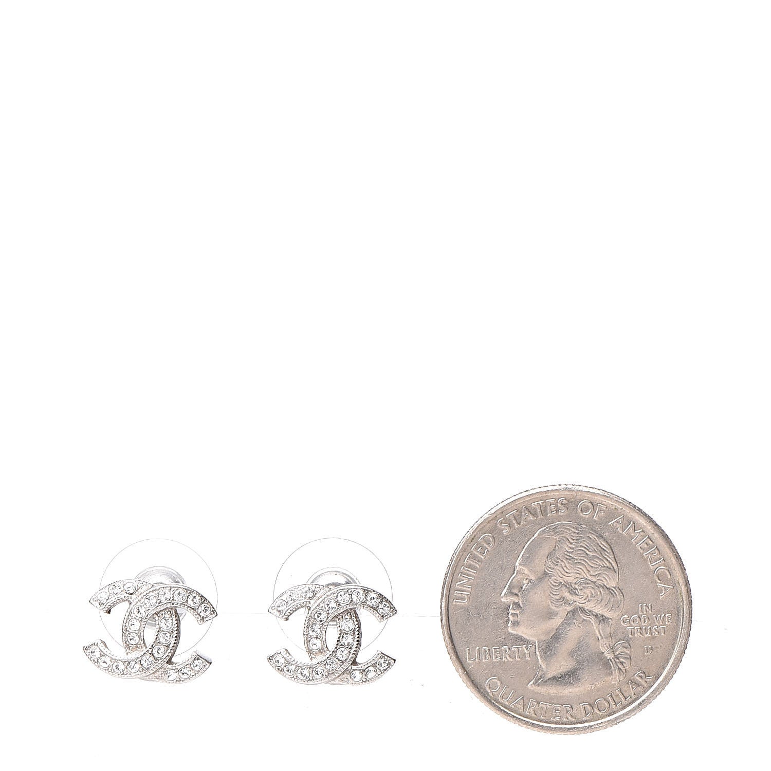 Chanel Crystal CC Earrings Silver 2 of 5