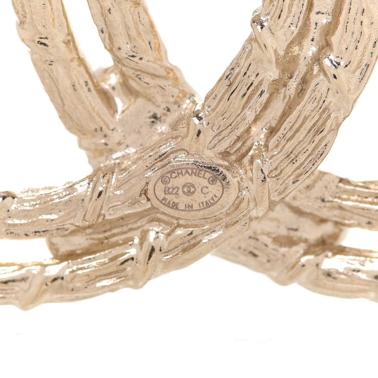 Chanel Metal Crystal Camellia CC Brooch Light Gold 4 of 5