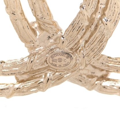 Chanel Metal Crystal Camellia CC Brooch Light Gold 4 of 5