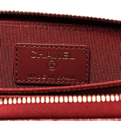 Chanel Iridescent Caviar Quilted Zip Card Holder Burgundy 6 of 8