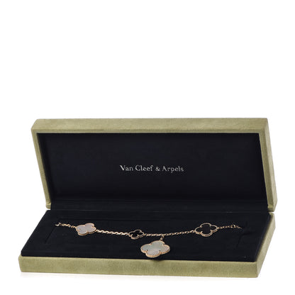 Van Cleef & Arpels 18K Yellow Gold Grey Mother of Pearl Black Onyx 5 Motifs Magic Alhambra Bracelet 6 of 6