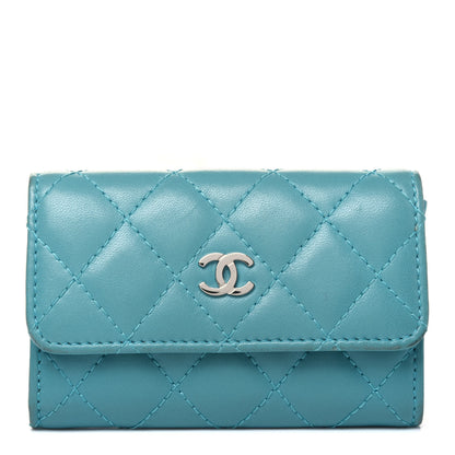 Chanel Lambskin Quilted Flap Card Holder Turquoise 1 of 18