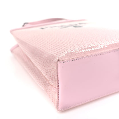 Prada Sequin Mesh Small Tote Bag Pink 9 of 12