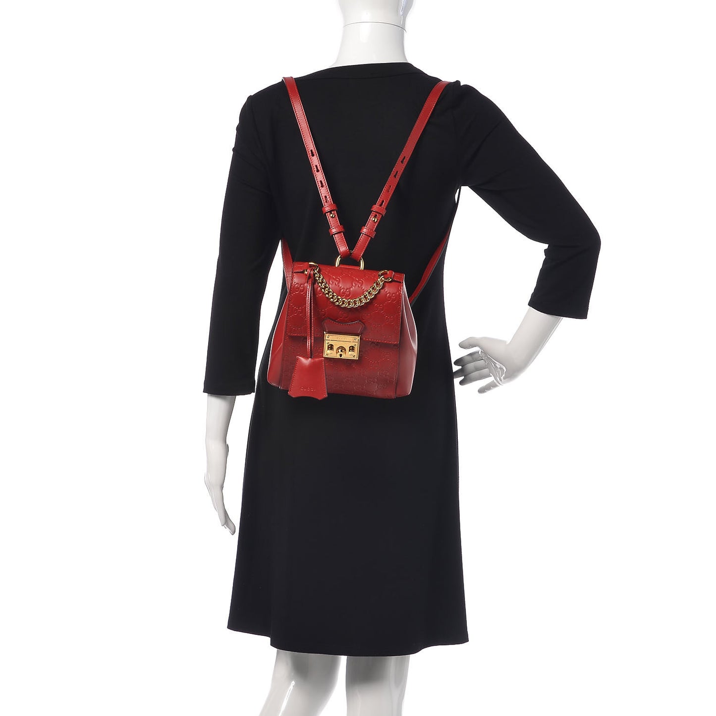 Guccissima Signature Padlock Backpack Hibiscus Red